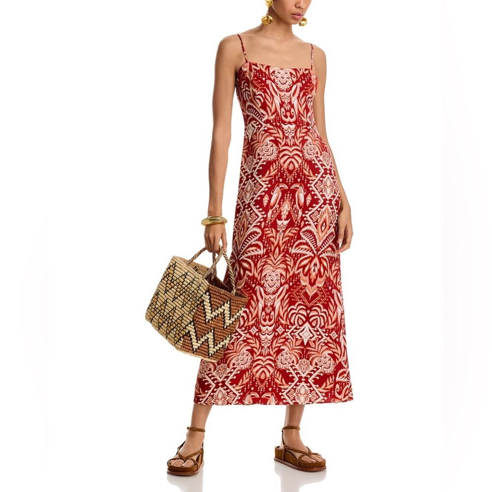 FARM RIO Tropical Tapestry Red Slip Dress